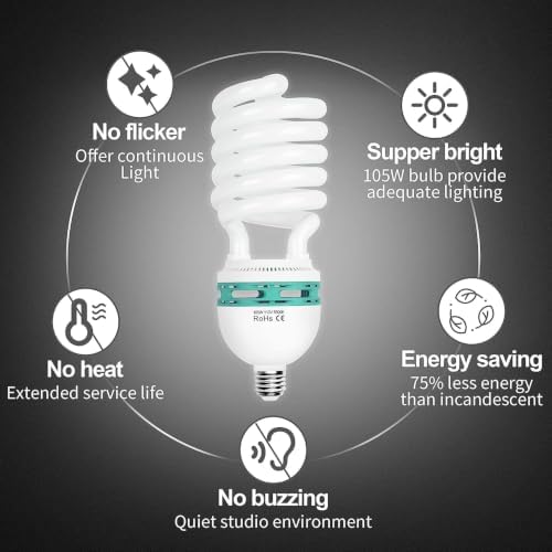 EMART Full Spectrum Light Bulb, 105W CFL Light Bulbs for Photography 2Pack - Image 6