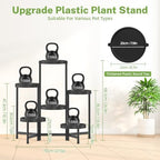 iDavosic.ly 6 Tier Folding Plant Stand Indoor Outdoor, Plastic Tray, Black - Image 5