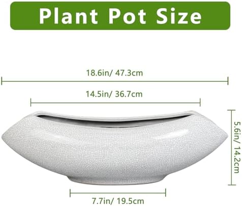 Ceramic Bonsai Tree Pot - 18 Inch Ceramic Pots for Plants, Large Succulent Planter with Drainage Hole for Indoor Outdoor, Unique Planters for Flower, Home Decor, Gardening Gifts, White-Black - Image 2