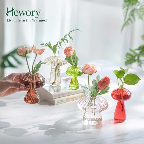 Hewory Plant Propagation Stations: 10PCS Colored Glass Mushroom Vase Jars - Image 4