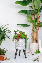 Tall Square Planters, 22 Inch Height, Black and Gray - Image 6