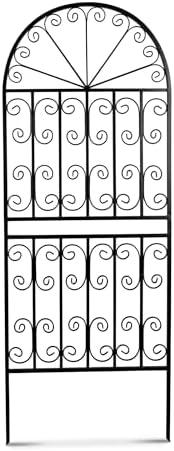 SCENDOR 59" H x 22" W Arched Metal Garden Trellis with Scrollwork, Rustproof Iron Plant Support for Climbing Roses, Clematis & Vines, Decorative Garden Screen for Lawn & Backyard 1 Pack by Unknown