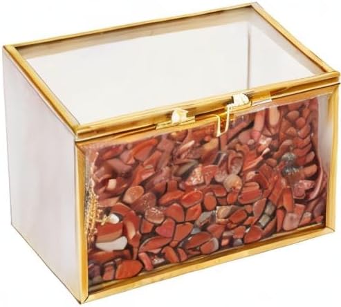 rockcloud Red Jasper Chips Healing Crystal with Terrarium Container - Image 5