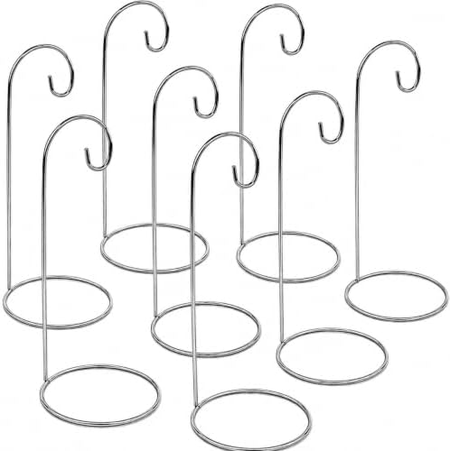 Ornament Stands Set of 8 Silver Christmas Ornament Holders – Chrome Metal Display Stands for Hanging Ornaments, Air Plants, Glass Globes & Terrarium Décor – 11 Inch Elegant Holiday Display by BANBERRYDESIGNS