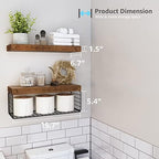 QEEIG Bathroom Shelves Over Toilet Wall Mounted (Brown, Set of 2, 15.7") - Image 3