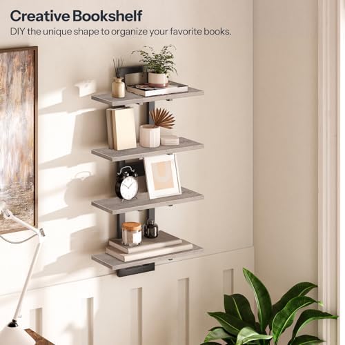 HOOBRO Floating Shelves, 15 Inch Wall Shelf Set of 2, Wall Mounted Storage Shelves 2-Tier, Hanging Bathroom Shelves, for Living Room, Bedroom, Bathroom, Kitchen, Greige BG32BJ01 - Image 6