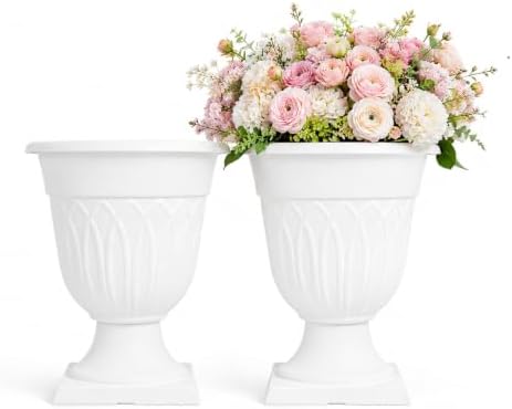 Planters Outdoor Large Resin Urn 2 Pack 15.3 Inch Classic by Fukursul