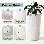 24" Tall Planters for Outdoor Plants with Insert, Set of 2 White - Image 4