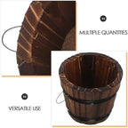 STAHAD 3pcs Small Wooden Barrel Planter Pots for Succulents and Vegetables, Carbonized Wood Flower Boxes for Indoor Outdoor Garden Balcony, Rustic Whiskey Barrel Style Wooden Plant - Image 3