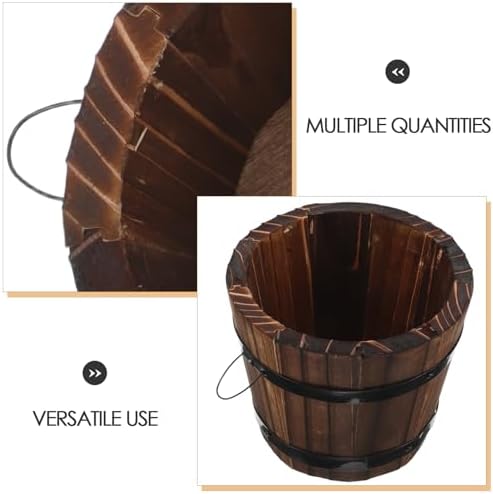 BESPORTBLE 3pcs Small Carbonized Wood Whiskey Barrel Planters for Succulents and Vegetables, Rustic Wooden Flower Pots Suitable for Indoor Balcony Garden Decor - Image 3