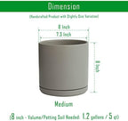 D'vine Dev 2-Pack Ceramic Pots with Saucers, Grey, 8 in, 94-V-D-3 - Image 3