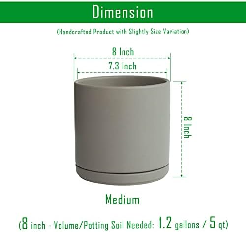 D'vine Dev 2-Pack Ceramic Pots with Saucers, Grey, 8 in, 94-V-D-3 - Image 3