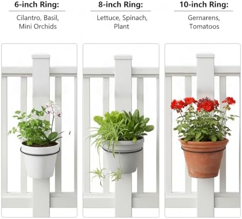 Railing Hanging Plant Pot Holder - Fits 10in Round Pots, 4-Pack - Image 7