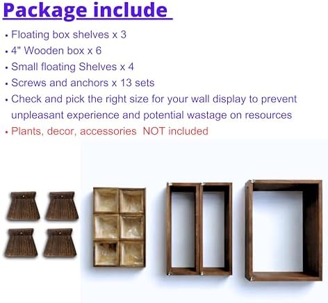 LaLaGreen Wooden Floating Shelves (13-Piece Set) Indoor Wall Mounted Plants - Image 2