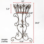 2 Pack Metal Tall Plant Stands, 25 Inch Wrought Iron Plant Stand - Image 2