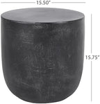 ø15.5'' Concrete Side Table Black End Table for Outdoor & Living Room, Modern Retro Drum Style, Durable and Lightweight, Cement Material, No Assembly, Matte Black - Image 2