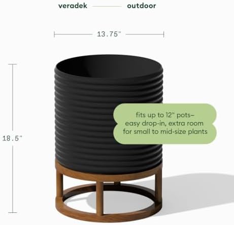 Veradek Mod Series Short Raised Planter - Round Outdoor Planter with Stand - Image 2