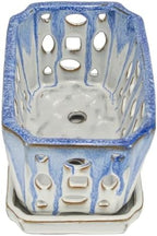 W&W Orchid Pot with Holes and Saucer for Repotting, Blue and White, 9.7 Inch - Image 4