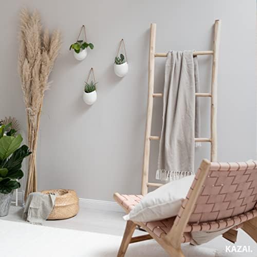 Kazai. Wall Planters -Ellie- | Hanging Ceramic Plant Pots 3 Pieces | Wall Decoration for Indoors, Balcony and Garden | White (Glossy) - Image 7