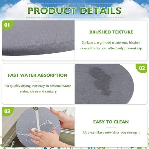 12Pcs Diatomaceous Earth Coaster 4/6/8inch Diatomite Plant Saucer Stone Plant Sourcer Instant Dry Water Absorbent Diatomite Tray Water Absorbent Plant Coasters Diatomaceous Earth Mat Absorbent Pad - Image 3