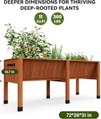 72x26x30 Inch Raised Garden Bed With Leg, Elevated Wood Planter Box Stand for Vegetables, Herbs & Flowers, 6x2x2.5 Ft Outdoor Standing Planter w/Hooks,13.7In Depth Plante for Backyard, Patio, Balcony - Image 3