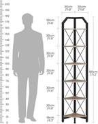 CHOEZON 6-Tier Corner Shelf, Industrial Corner Bookshelf, 71.2" Corner Storage Stand, Plant Stand Display Shelf, Corner Bookcase for Bedroom, Living Room, Home Office, Greige and Black TCJ11BG - Image 2
