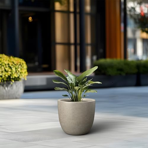 Kante Modern Home Minimalist 14" Dia Weathered Concrete Bowl Planter - Image 4