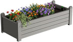 Small Raised Garden Bed, Durable Resin Planter Boxes Outdoor with Drain Plug and Water Level Monitor for Plants Vegetables Flowers Fruits(Grey) by ASKPASS