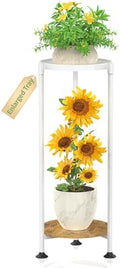 KMOTASUO Metal Plant Stand Tall for Indoor Outdoor Corner, 2 Tier White by KMOTASUO