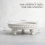 EOSAHR Beaded Wood Riser, Rustic Pedestal Stand for Kitchen Sink, Whitewash - Image 2