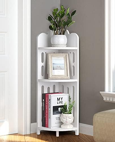 Meangood Bathroom Corner Shelf Stand, 3 Tier Solid Wood Display Shelf for Narrow Space, Shower Corner Shelf, Plant Stand Nightstand, for Living Room, Bedroom, Home Office, Elegant White - Image 6