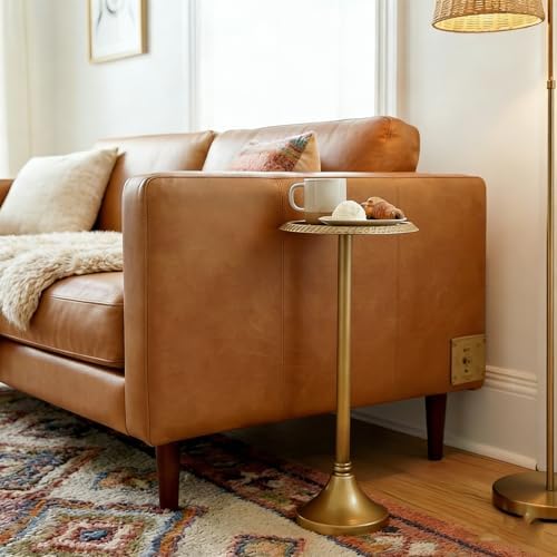 Antique Gold Drink Table – Hammered Metal Side Table for Small Spaces - Image 6