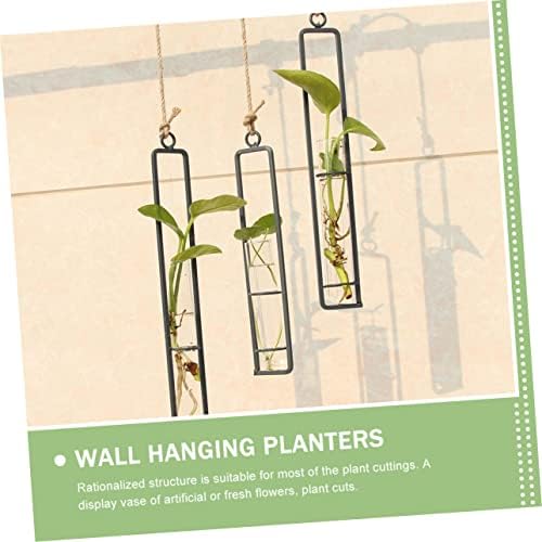 Kisangel Xmas 3pcs Glass Propagation Tubes Wall Hanging Iron Vase - Image 6