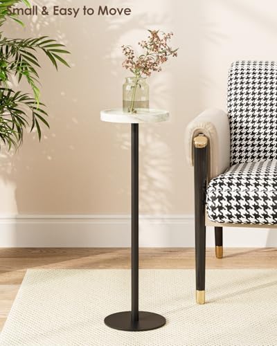 Round Drink Table, Small Pedestal Side Table, White Marble - Image 6