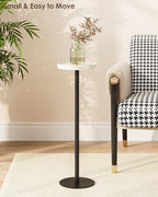 Round Drink Table, Small Pedestal Side Table, White Marble - Image 6