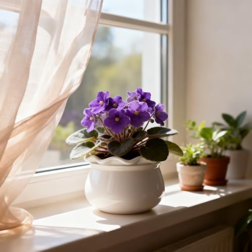 Self Watering Pot for African Violets Indoor Outdoor Plants, 7 inch, White - Image 6