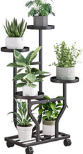 Plant Stand with Wheels, Black 4 Tier Metal Plant Shelf for Indoor Outdoor by YIZAIJIA