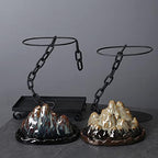 Bonsai Pots, Succulent Planter Pot, Iron Chain Suspension Hanging Ceramics Pot Ornament, Indoor Living Room Decoration Garden Supplies Square - Image 3