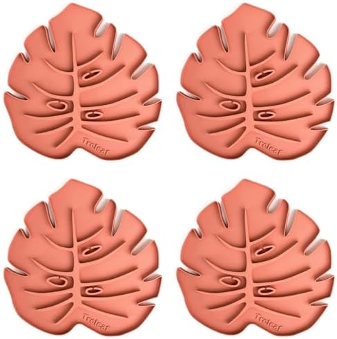 Treleaf Tera Sausr™ – 6" Monstera Leaf Plant Pot Saucer & Drip Tray (Set of 4) – Decorative Humidity Tray for Indoor Houseplants – 3D Printed Eco-Friendly Design - Terracotta by TRELEAF