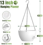 13 Inch Large Self Watering Hanging Planters 2 Pack with Saucers - Image 4