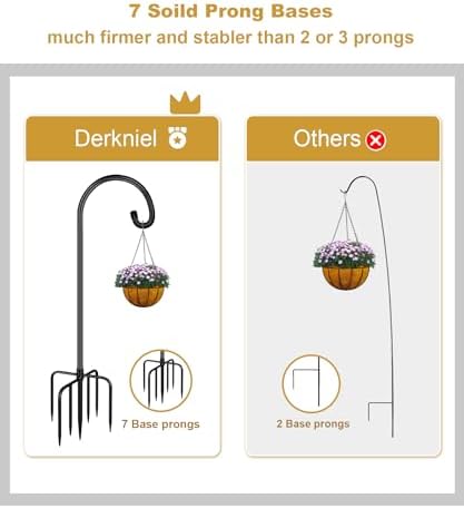 Shepherd Hook 108 Inch Tall Heavy-Duty Metal Garden Hanging Pole Stake for Bird Feeder Pole Plant Baskets, Black (2 Pack) - Image 2