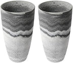 Algreen 43429 Acerra 12 Inch Diameter x 20 Inch Tall Curved Yard and Patio Vase Garden Flower Plant Planter Pot, Marble (2 Pack) - Image 3