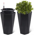 2 Pack 22 Inch Tall Diamond Planters, Modern Self-Watering Flower Pots with Water Level Indicator for Indoor & Outdoor Plants, Patio, Porch, & Home Décor, Black by BouPower