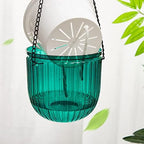 Meanplan 4 Pcs Self Watering Hanging Planter Indoor 6.5 Inch Hanging Baskets for Plants Outdoor Plastic Flower Pot with 3 Hooks Chains Drainage Holes for Garden Home, Medium Size(Emerald, Gray) - Image 5