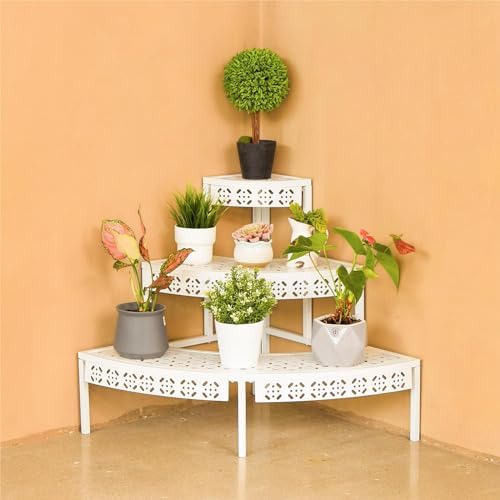 aboxoo 3-Tier Metal Plant Stand, Stair-Step Corner Shelf for Indoor/Outdoor - Image 5