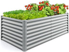 GIANTEX 6x3x2ft Raised Garden Bed, Large Metal Elevated Rectangular Planter Bed, 271 Gallon Capacity, Outdoor Planting Garden Box for Vegetable Flower Herb Grow (Grey) by Giantex
