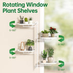 Rotating Window Shelves for Multiple Plants Indoor,4-tier Metal Corner White Plant Stand Holder Floating Hanger Shelf for Wall，Windows Sill Gifts for Planter Lover to Enhance Home Decor - Image 3