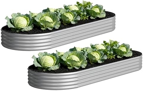 2PCS 12x4x1FT Galvanized Metal Raised Garden Bed,Outdoor Planter Box for Vegetables by Yortrek