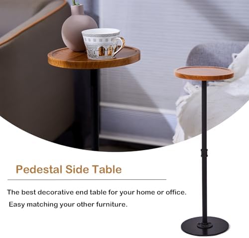 Round Small Side Table, Tiny Drink Table for Small Spaces, Brown - Image 4