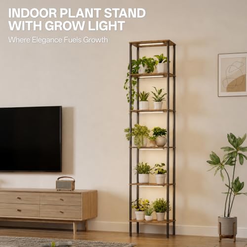 Bstrip Plant Stand Indoor with Grow Lights, 70.8in Tall Plant Shelf, 6-Tier - Image 3